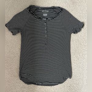 Striped button t-shirt